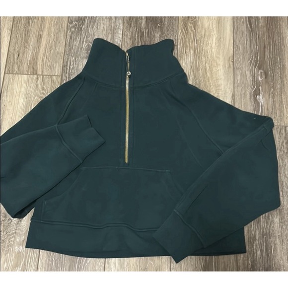 lululemon athletica Tops - Lululemon Scuba Oversized Half Zip Hoodie Size M/L Legacy Green/Gold